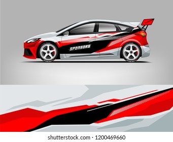Racing car wrap design. sedan hatchback wrap design. abstract background with vector.