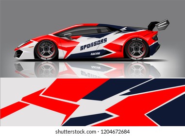 Racing car wrap design. sedan hatchback and sport car wrap design. abstract background with vector.