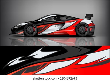 Racing car wrap design. sedan hatchback and sport car wrap design. abstract background with vector.