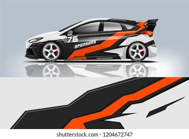 Racing car wrap design. sedan hatchback and sport car wrap design. abstract background with vector.