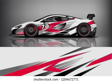 Racing car wrap design. sedan hatchback and sport car wrap design. abstract background with vector.