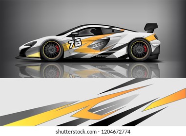 Racing car wrap design. sedan hatchback and sport car wrap design. abstract background with vector.