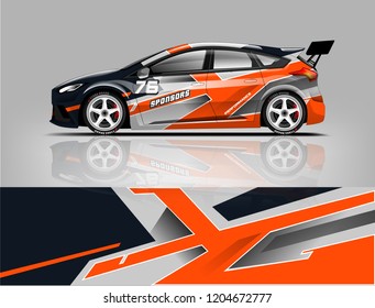 Racing car wrap design. sedan hatchback and sport car wrap design. abstract background with vector.