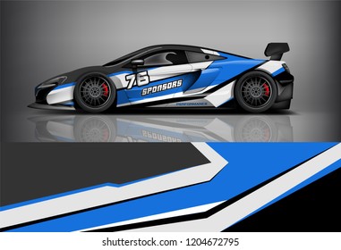Racing car wrap design. sedan hatchback and sport car wrap design. abstract background with vector.