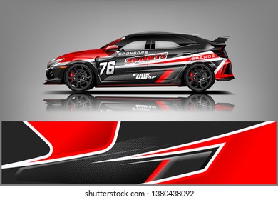 Racing car wrap design. sedan hatchback wrap design. abstract background with vector dekal

