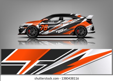 Racing car wrap design. sedan hatchback wrap design. abstract background with vector dekal
