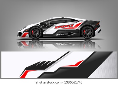 Racing car wrap design. sedan hatchback and sport car wrap design. abstract background with vector dekal
