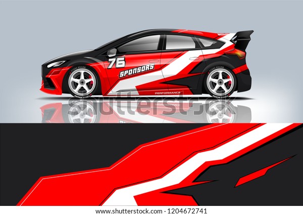 Racing car wrap design.
sedan hatchback and sport car wrap design. abstract background with
vector.