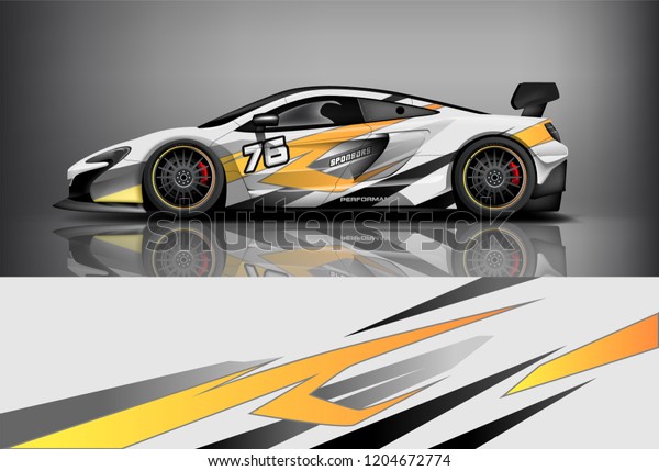 Racing car wrap design.\
sedan hatchback and sport car wrap design. abstract background with\
vector.