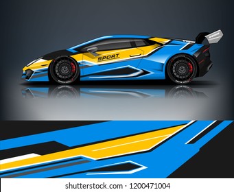 Racing car wrap design. Sport car. abstract background with vector.