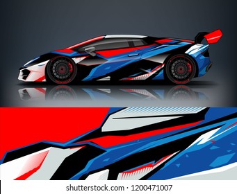 Racing car wrap design. Sport car. abstract background with vector.