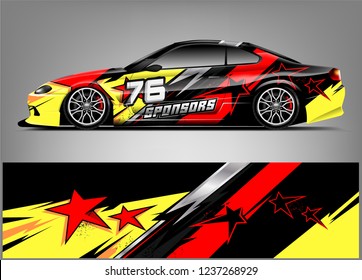 Racing car wrap design. Sport car. abstract background with vector.