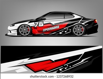 Racing car wrap design. Sport car. abstract background with vector.