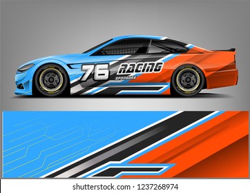 Racing car wrap design. Sport car. abstract background with vector.