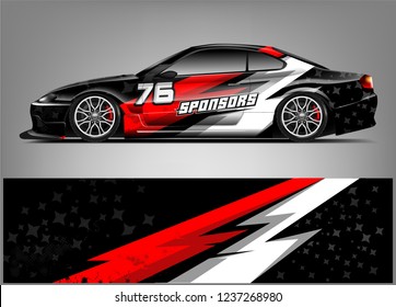 Racing car wrap design. Sport car. abstract background with vector.