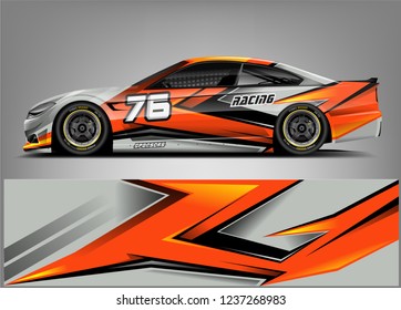 Racing car wrap design. Sport car. abstract background with vector.