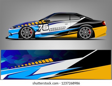 Racing car wrap design. Sport car. abstract background with vector.