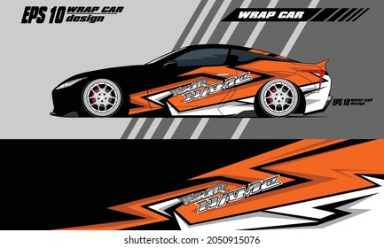  Racing Car Wrap Design Sport Car Stock Vector