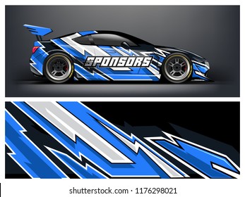 Racing car wrap design tempelate. vector eps10. sedan hatchback racing and dirt car sticer decal and wrap.