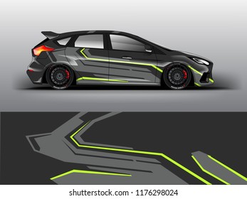 Racing car wrap design tempelate. vector eps10. sedan hatchback racing and dirt car sticer decal and wrap.