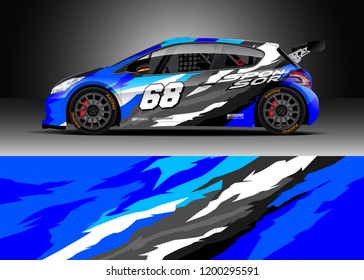 Racing car wrap design vector. Graphic abstract stripe racing background kit designs for wrap vehicle, race car, rally, adventure and livery