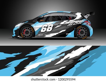 Racing car wrap design vector. Graphic abstract stripe racing background kit designs for wrap vehicle, race car, rally, adventure and livery