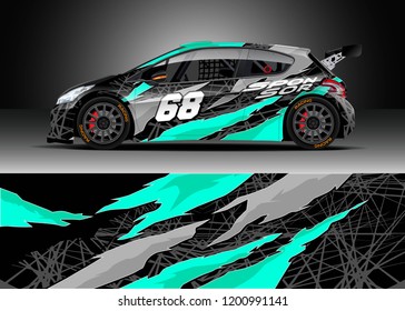Racing car wrap design vector. Graphic abstract stripe racing background kit designs for wrap vehicle, race car, rally, adventure and livery