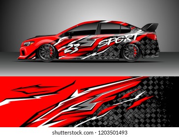 Racing car wrap design vector. Graphic abstract stripe racing background kit designs for wrap vehicle, race car, rally, adventure and livery