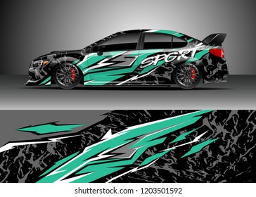 Racing car wrap design vector. Graphic abstract stripe racing background kit designs for wrap vehicle, race car, rally, adventure and livery
