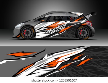 Racing car wrap design vector. Graphic abstract stripe racing background kit designs for wrap vehicle, race car, rally, adventure and livery