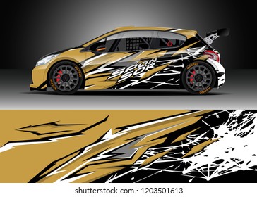 Racing car wrap design vector. Graphic abstract stripe racing background kit designs for wrap vehicle, race car, rally, adventure and livery