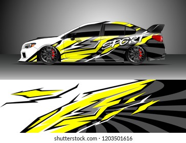 Racing car wrap design vector. Graphic abstract stripe racing background kit designs for wrap vehicle, race car, rally, adventure and livery