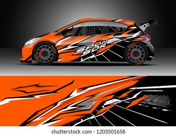 Racing car wrap design vector. Graphic abstract stripe racing background kit designs for wrap vehicle, race car, rally, adventure and livery