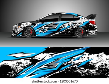 Racing car wrap design vector. Graphic abstract stripe racing background kit designs for wrap vehicle, race car, rally, adventure and livery
