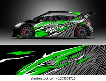 Racing car wrap design vector. Graphic abstract stripe racing background kit designs for wrap vehicle, race car, rally, adventure and livery