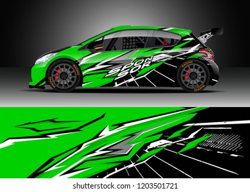 Racing car wrap design vector. Graphic abstract stripe racing background kit designs for wrap vehicle, race car, rally, adventure and livery
