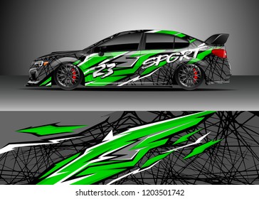 Racing car wrap design vector. Graphic abstract stripe racing background kit designs for wrap vehicle, race car, rally, adventure and livery
