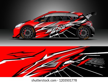 Racing car wrap design vector. Graphic abstract stripe racing background kit designs for wrap vehicle, race car, rally, adventure and livery