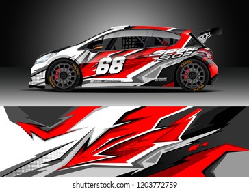 Racing car wrap design vector. Graphic abstract stripe racing background kit designs for wrap vehicle, race car, rally, adventure and livery