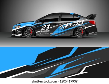 Racing car wrap design vector. Graphic abstract stripe racing background kit designs for wrap vehicle, race car, rally, adventure and livery