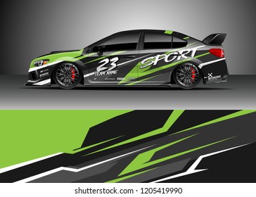 Racing car wrap design vector. Graphic abstract stripe racing background kit designs for wrap vehicle, race car, rally, adventure and livery