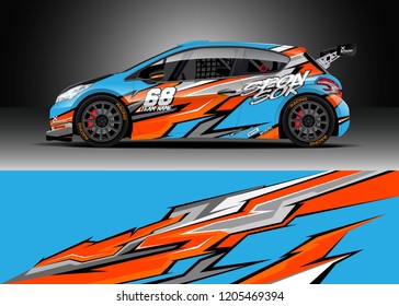 Racing Car Wrap Design Vector. Graphic Abstract Stripe Racing Background Kit Designs For Wrap Vehicle, Race Car, Rally, Adventure And Livery