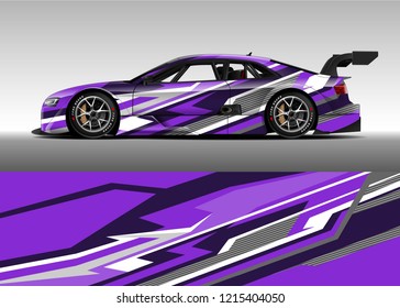 Racing car wrap design vector. Graphic abstract stripe racing background kit designs for wrap vehicle, race car, rally, adventure and livery