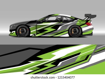 Racing car wrap design vector. Graphic abstract stripe racing background kit designs for wrap vehicle, race car, rally, adventure and livery