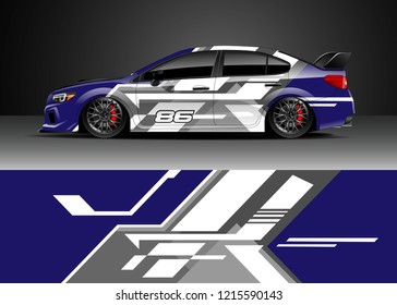Racing car wrap design vector. Graphic abstract stripe racing background kit designs for wrap vehicle, race car, rally, adventure and livery