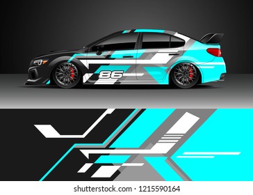 Racing car wrap design vector. Graphic abstract stripe racing background kit designs for wrap vehicle, race car, rally, adventure and livery