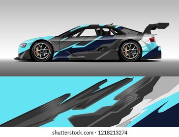 Racing car wrap design vector and vinyl sticker. Graphic abstract stripe racing background kit designs for wrap vehicle, race car, rally, adventure and livery. eps 10