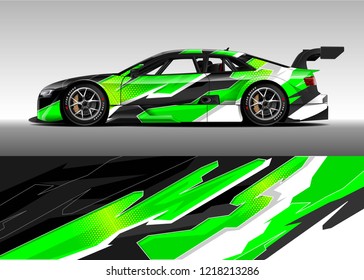 Racing car wrap design vector and vinyl sticker. Graphic abstract stripe racing background kit designs for wrap vehicle, race car, rally, adventure and livery. eps 10