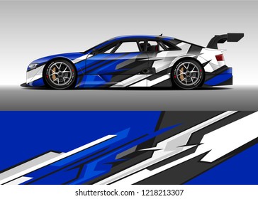 Racing car wrap design vector and vinyl sticker. Graphic abstract stripe racing background kit designs for wrap vehicle, race car, rally, adventure and livery. eps 10