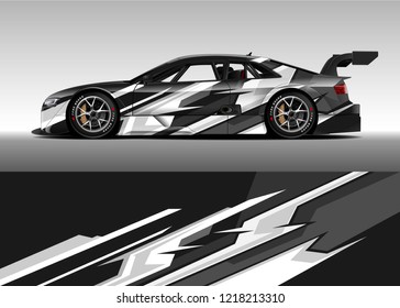 Racing car wrap design vector and vinyl sticker. Graphic abstract stripe racing background kit designs for wrap vehicle, race car, rally, adventure and livery. eps 10